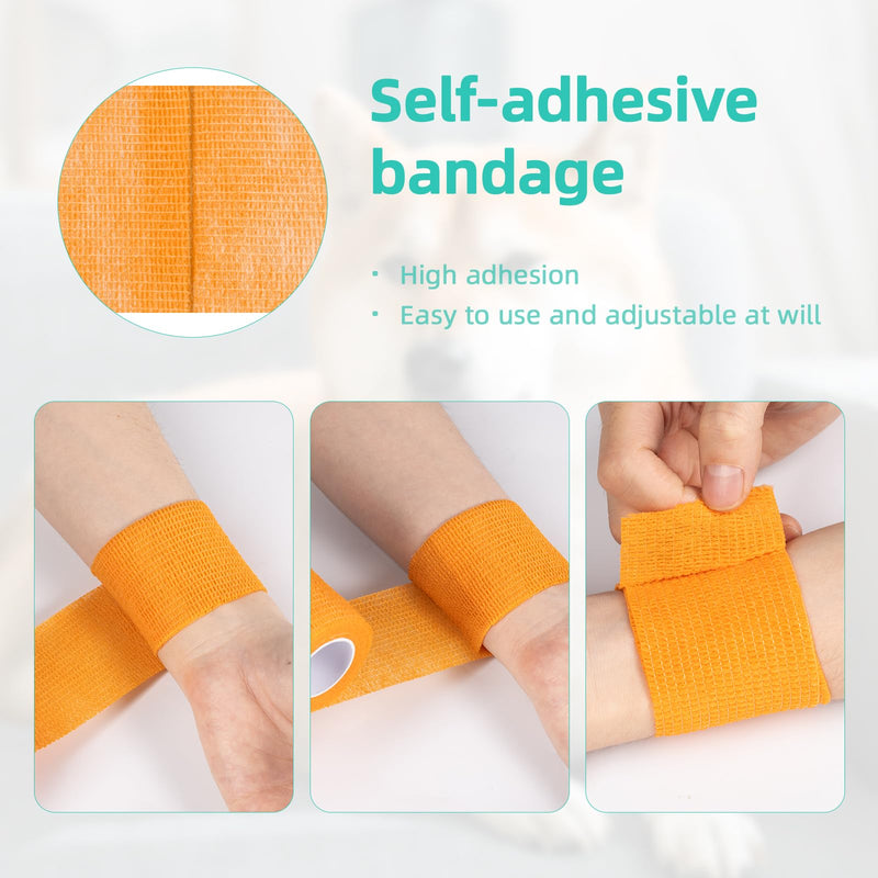 Carehabi 18 Rolls of Self-Adhesive Bandage, 5cm x 4.5m Pet Bandages, Self-Adhesive Elastic Bandage for Wrist, Ankle, Finger, Knee