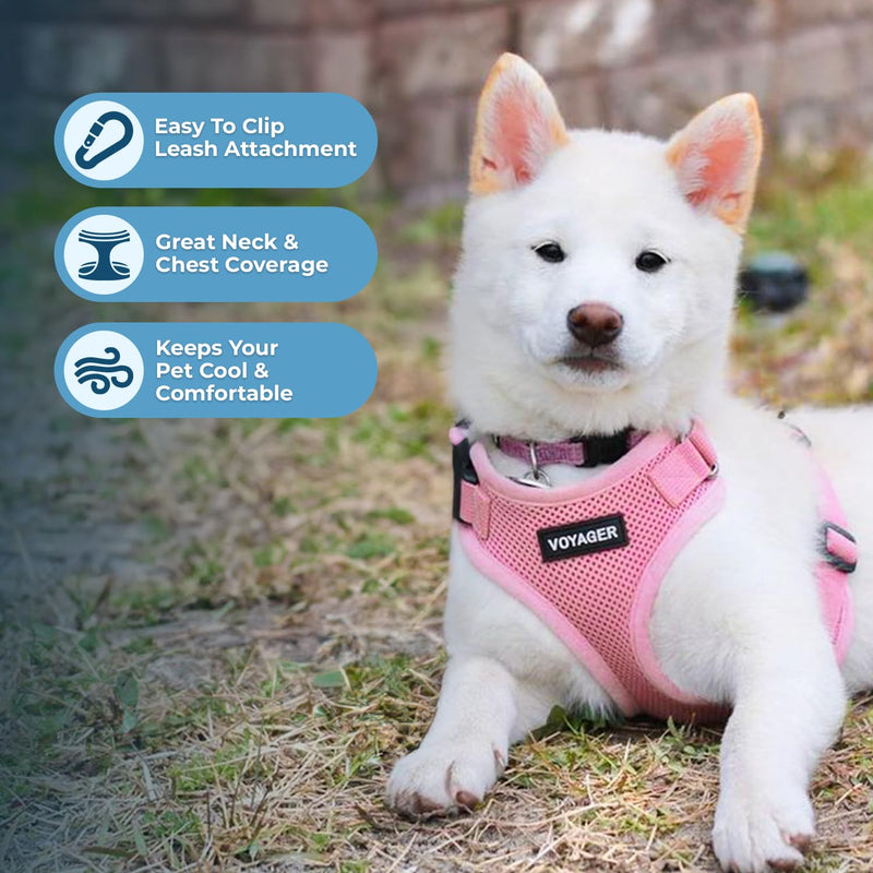 Voyager Step-in Lock Pet Harness - All Weather Mesh, Adjustable Step in Harness for Cats and Dogs by Best Pet Supplies - Pink, L - PawsPlanet Australia