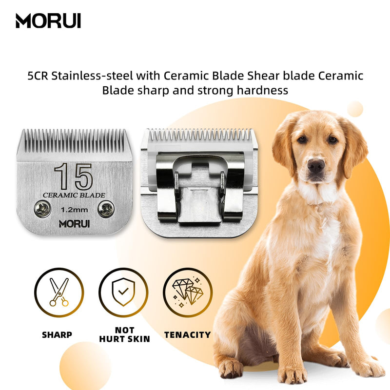 Pet Dog Grooming Clipper Replacement Blade，Detachable Ceramic Blade，Compatible with Most Andis,Oster A5 Wahl KM Series Clippers Size 15 Cut Length 3/64"(1.2mm) 15# - PawsPlanet Australia