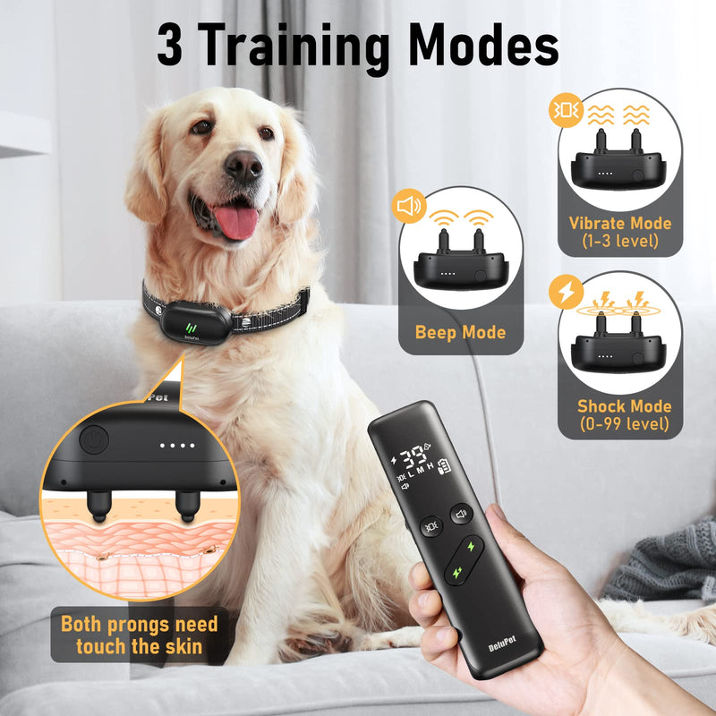 Dog Training Collar - 2 Dogs Shock Collar for Large Dog with Remote 1600ft, 3 Training Modes, Rechargeable IPX7 Waterproof Electric Dog Collar for Small Medium Large Dogs - PawsPlanet Australia