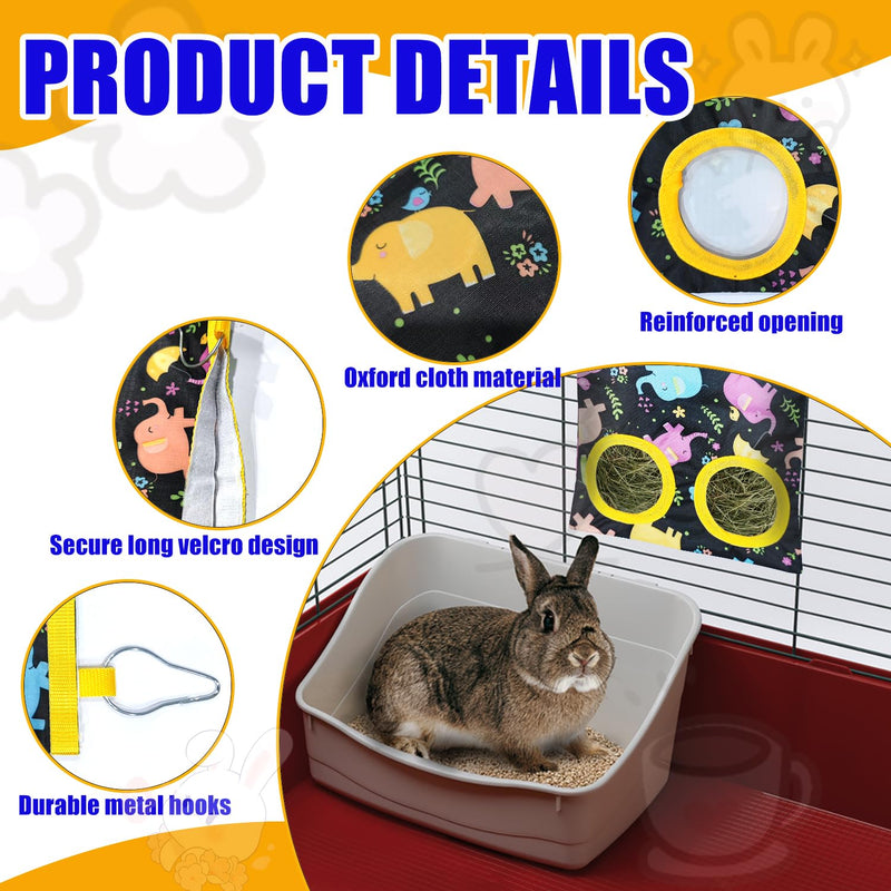 2 Pcs Rabbit Hay Feeder Bag, Hanging Hay Feeder for Small Pets - Guinea Pigs, Rabbits, Chinchillas, Hamsters - Washable Bunny Hay Bag with 2&3-Hole Design (Elephant) elephant - PawsPlanet Australia
