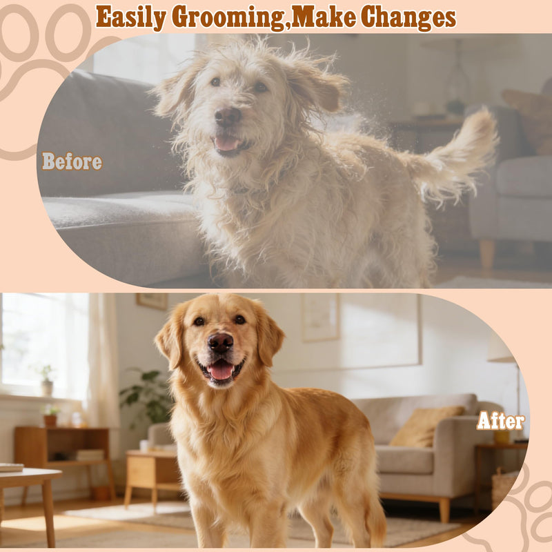 Slicker Brush for Dogs & Cats, Professional Pet Grooming Brush (Goldendoodles, Poodles, Labradoodles) Natural Beech Wood Ergonomic Handle Remove Tangles, Knots and Mats - Large