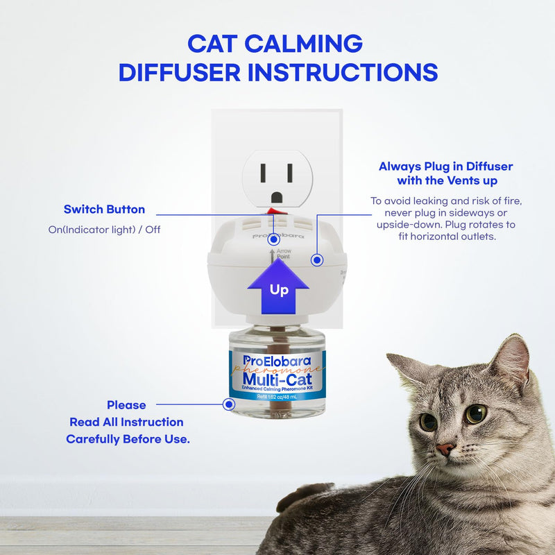 Cat Calming Pheromone Plug Diffuser: Enhanced Multicat Calming Pheromones Diffusers - Multi Cat Calm Anti Anxiety Pheromone Diffuser for Cats Stress Relief - Cats Calm Diffusers 1 Pack/60 Day Supply - PawsPlanet Australia