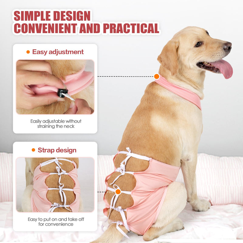 Dog Surgery Suit, Soft Breathable Pet Bodysuit After Surgery, Adjustable Back Straps, Protective Spay Castration Suit, Surgical Recovery Suit for Female L rose