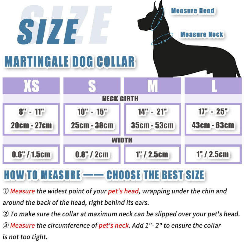 Soft Leather Martingale Dog Collar - Adjustable Rose Gold Limited Slip Collars [Easy to Clean], Stylish Durable Heavy Duty Nylon No Pull Training Collar for Small Medium Large Dogs L Purple L (Neck 17"-25", Width 1") - PawsPlanet Australia