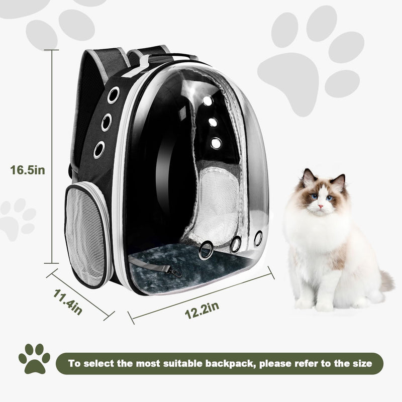 Cat Backpack Carrier, Pet Cat Carrier with Ventilated Design for Carrying Puppy Cats, Pet Carrier Backpack for Traveling/Hiking/Camping/Outdoors Airline Approved Travel Carrier (Black) - PawsPlanet Australia