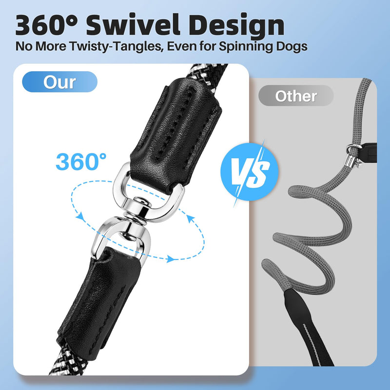 SlowTon Slip Lead for Dogs - Hands Free No Tangle Adjustable 5-7 FT 1/2” Rope, Heavy Duty Nylon Leash for Large Medium Dogs That Pull, No Pull Training Slip Leashes, 20-120lb, Black - PawsPlanet Australia
