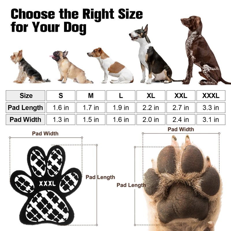 BEAUTYZOO Dog Paw Protectors Grip Pads Anti-Slip Traction for Small Medium Large Dogs on Hardwood Floors Hot pavement, Dog Grip for Senior Dogs Injury Protection and Brace for Paws 6 Sets 24 Pads, XXL XXL (L 2.7in x W 2.4in) - PawsPlanet Australia