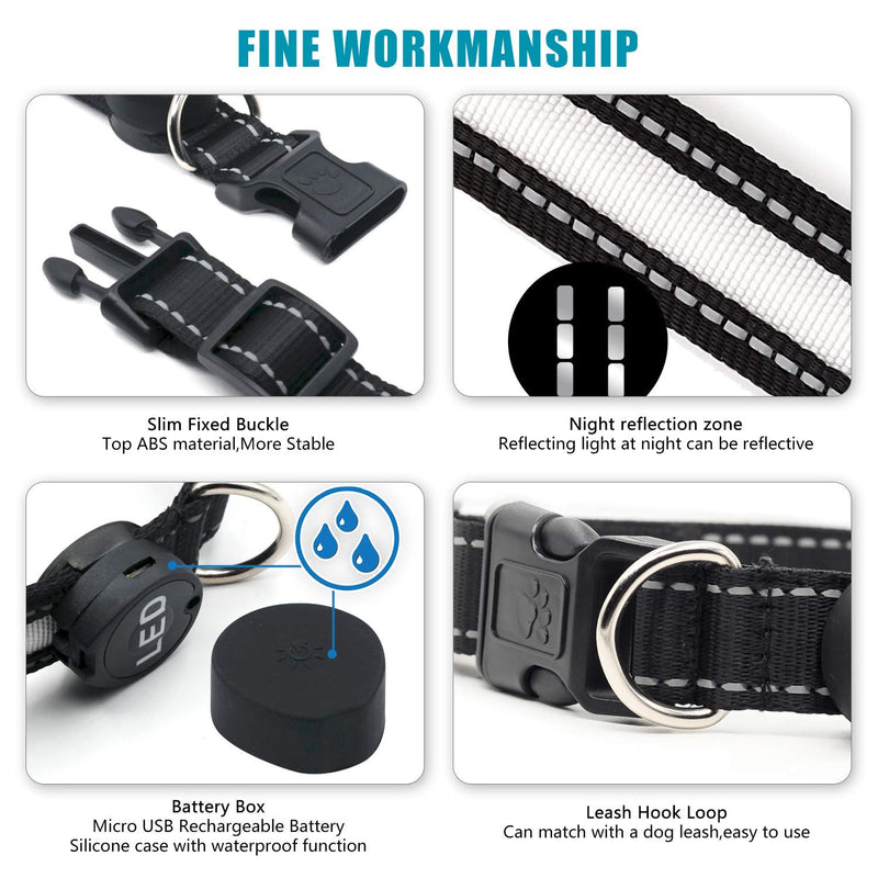 Light Up Dog Collars,Safety LED Dog Collars USB Rechargeable 7 Changing Colors Glow in The Dark Dog Walking Light,Neon Adjustable Safety Buckle Lighted Dog Collar for Small/Medium/Large Dogs, S Size S (13.4-17" / 34.0-43.2 cm)