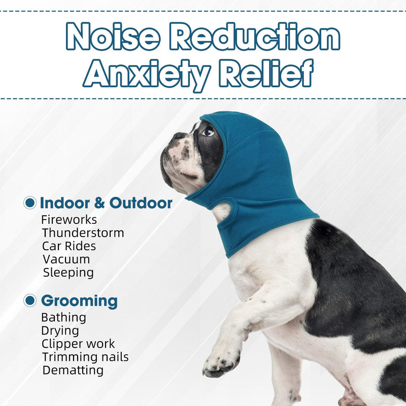 IECOii Dog Snood Ear Protector,Adjustable Ear Wrap for Dogs,Soft Dog Ears Head Covers for Noise Reduction & Anxiety Relief,DogsEar Flap Wrap for Ears Hematoma Grooming Firework Force Drying,Blue,S Small（Neck circumference:11.8") Blue