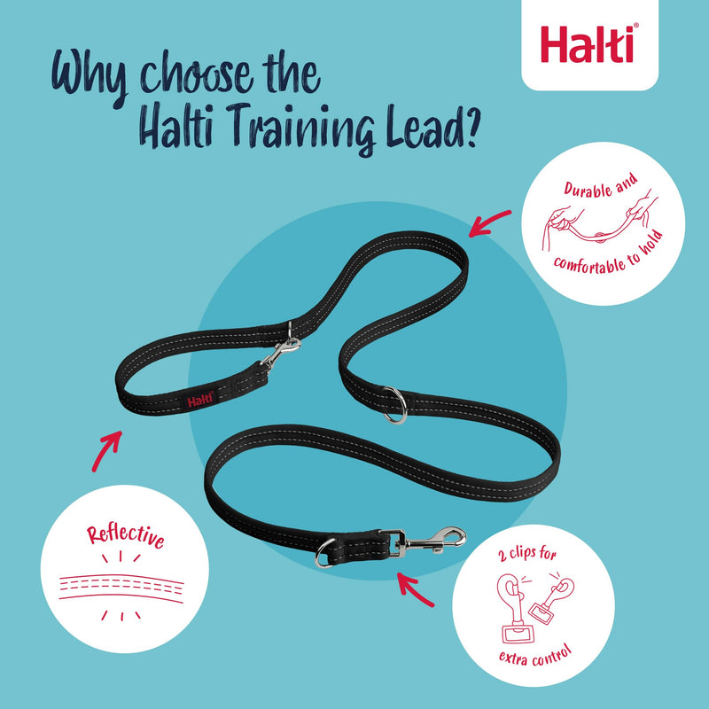 Headcollar Size 3, Black & HALTI Training Leash Size Large, Black Combination Pack - Stop Your Dog Pulling on the Leash. Adjustable, Lightweight with Padded Nose Band. Suitable for Medium Dogs Size 3 Head Collar - PawsPlanet Australia