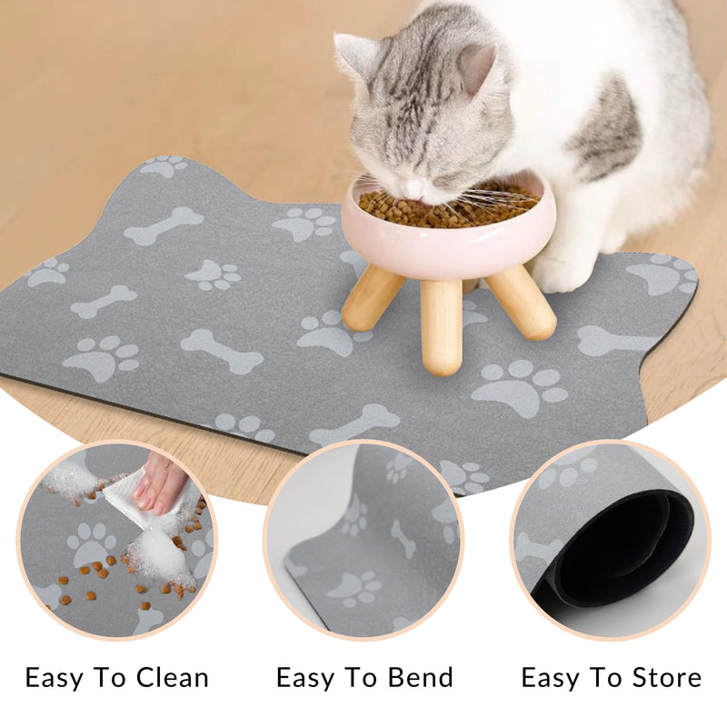YCT Cat Food Mats, Dog Food Mat, Cat Food Mat No Slip Cat Mat for Food and Water, 11.8"x18.1" Beige 18.1 x 11.8 inches Beige(Cat-Shaped) - PawsPlanet Australia