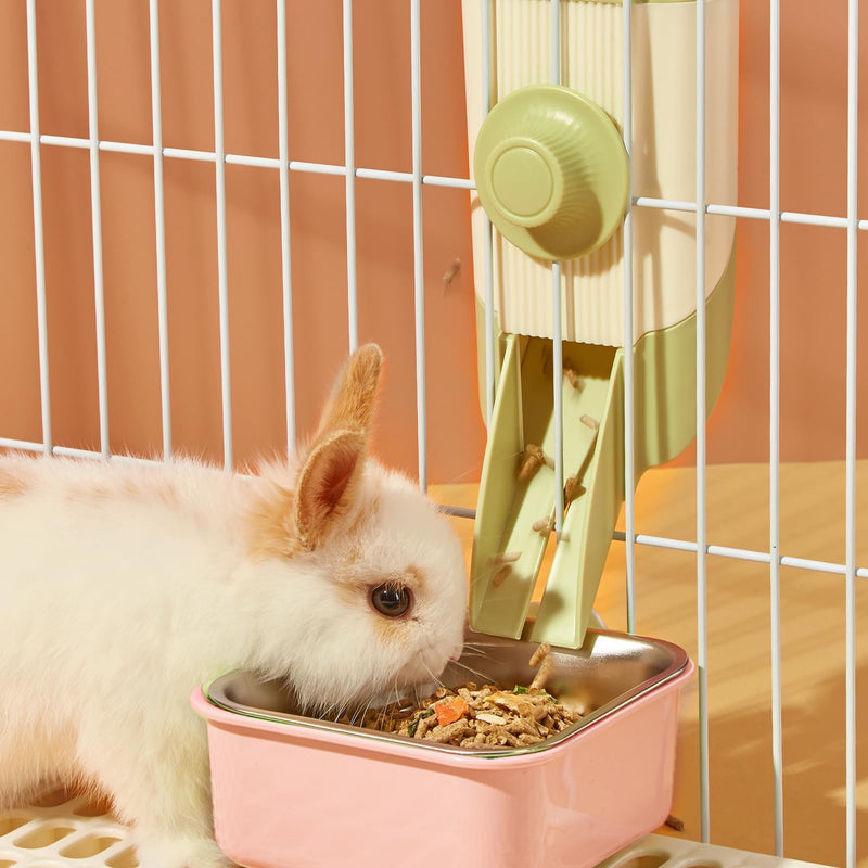 septillar Pet Hanging Bowl for Crates, 2 in 1 Small Dog Bowl Puppy Bowl Removable Stainless Rabbit Bowl Cat Feeder Food Water Bowls for Puppy Cat Bird Rabbit Hamster Guinea Pig Ferret Small Animals Pink - PawsPlanet Australia