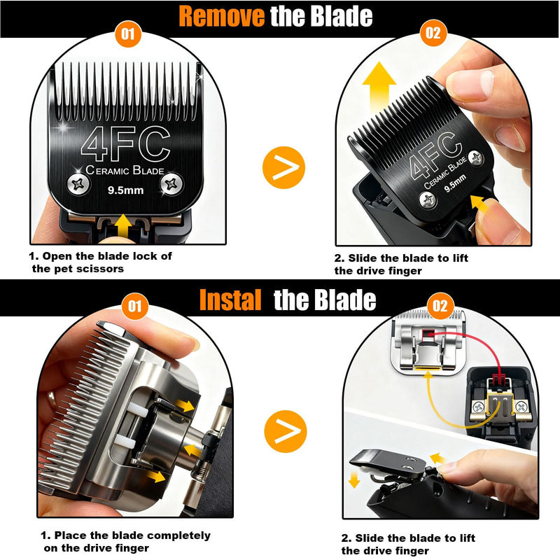 Dog Grooming Clipper Blades Replacement Compatible with Andis Dog Clippers,Most OsterA5, Wahl KM Series Pet Clippers (Black(5FC)) Black(5FC)
