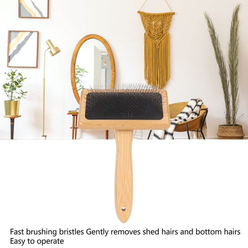 Macrame Slicker Comb, Wool Brush, Pins Bamboo Slicker Carding Rug Comb, Bamboo Cleaning Slicker Brush for Pet Tapestry, Macrame Brush Fur Brushes Wool Carding Brushes (L) L - PawsPlanet Australia