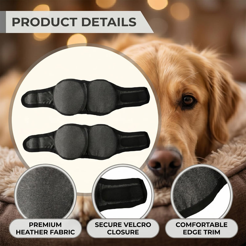 Tabanzhe 2 PCS Dog Calming Ear Wraps,Adjustable Dog Ear Protectors 35–48cm Dogs Snood Head Wrap,Noise Reduction Ears Cover for Dogs Anxiety Relief Grooming Bathing Fireworks Thunder(Grey)