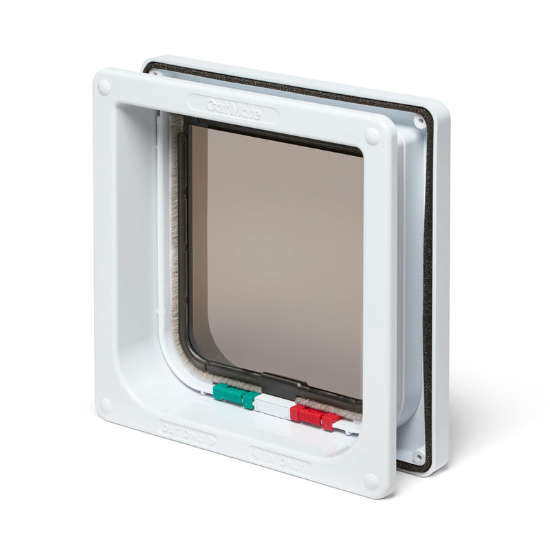 Cat Mate 4-Way-Locking Cat Flap with Door Liner to 2" (235) - Secure Lockable Door for Small to Medium Sized Cats, for UPVC, Wood and Wall, White 4-Way Locking with Door Liner