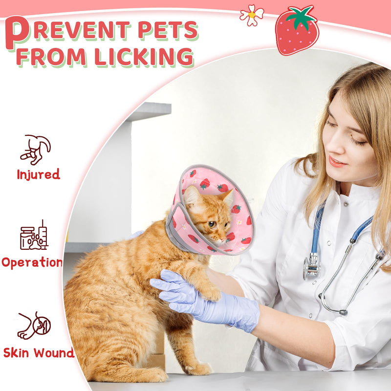 Cat Cone, Adjustable Cat Cone Collar Soft to Stop Licking, Foldable Cute Cat Cone Alternative, Water Resistant Neck Cone for Cats, Lightweight Cat Recovery E Collar for Cat Kitten（Pink，S-2 S(Neck Girth:5.5"-9.5") Pink - PawsPlanet Australia