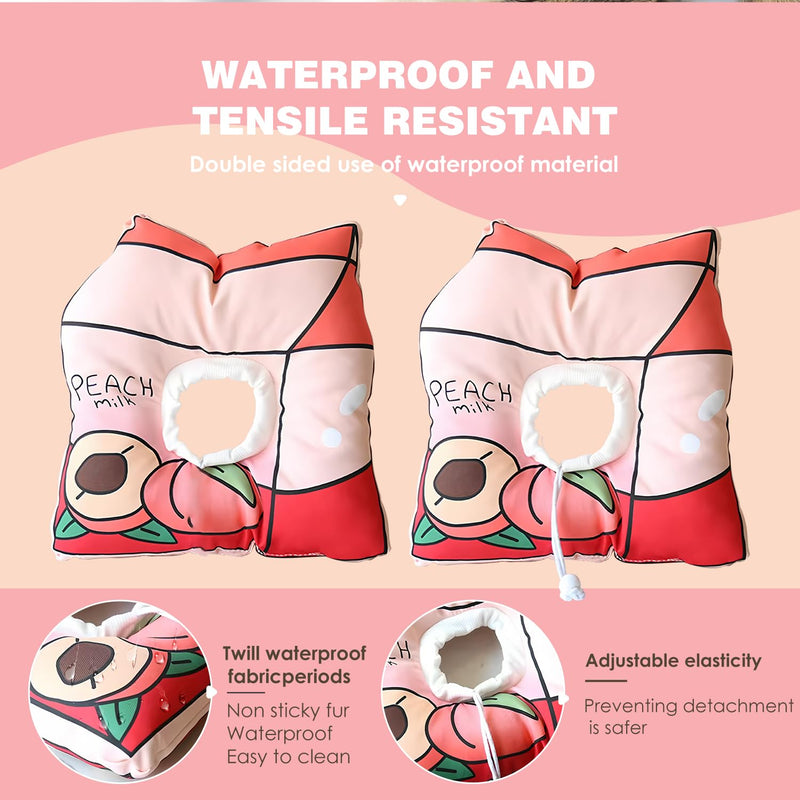 Adjustable Cat Cone Collar - Soft, Cute Recovery Collar for Kittens After Surgery Peach Fruits Box Shaped Adjustable Cat Cone Collar Elizabeth Padded Pet Neck Anti Bite Lick Comfortable (Size M) Milk Box