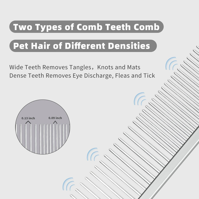 Stainless Steel Dog Comb - Cat Combs with Rounded Ends Teeth - Professional Metal Pet Grooming Removes Tangles Knots for Dogs Cats 7.6IN/1.42IN - PawsPlanet Australia