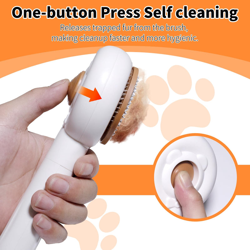 2 in 1 Pet Brush and Nail Grinder, Rechargeable Self-Cleaning Slicker Cat Brush for Shedding and Grooming, Pet Paws Nail Trimmers for Small & Medium Dogs Grey+White - PawsPlanet Australia