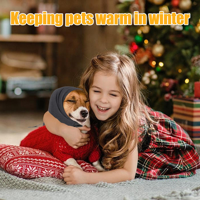 YNR Dog Snood Ear Protector, Noise Protection Calming Hood, Winter Hat, Comfort Dog Ear Muffs, Grey, Size S