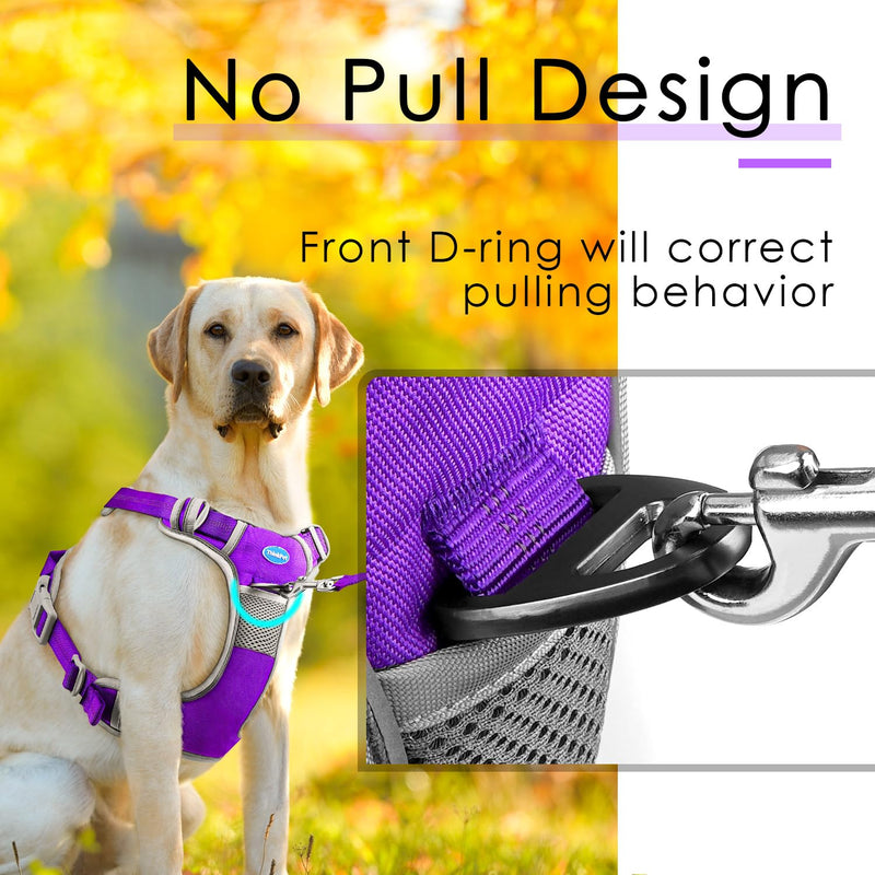 ThinkPet No Pull Harness Breathable Sport Vest with Handle-Dog Harnesses Reflective Adjustable for Medium Large Dogs Purple M(Chest:15"-28") - PawsPlanet Australia