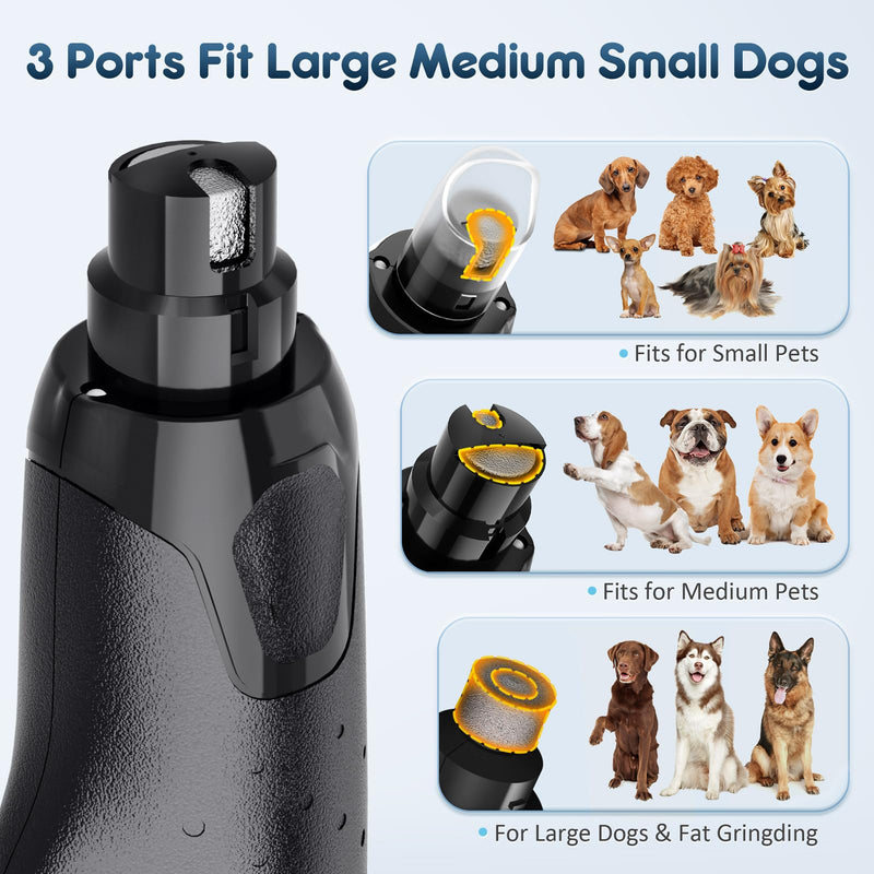 Gimars Adjustable 6 Speeds 12000rpm Dog Nail Sharpener 45dB Double Led-Light Pet Nail Sharpener USB Rechargeable 3 Ports Nail File For Large Medium Small Dog black - PawsPlanet Australia