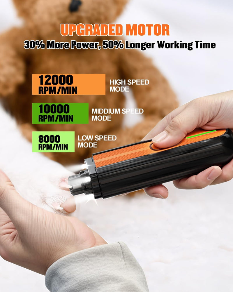 Super Powerful Dog Nail Trimmers and Dog Nail Clippers Combo, Ultra Quiet, 3 Speeds, 4 Bright Lights, with Travel Lock, for Small, Meddium and Large Dogs, Cats and Small Animals black - PawsPlanet Australia