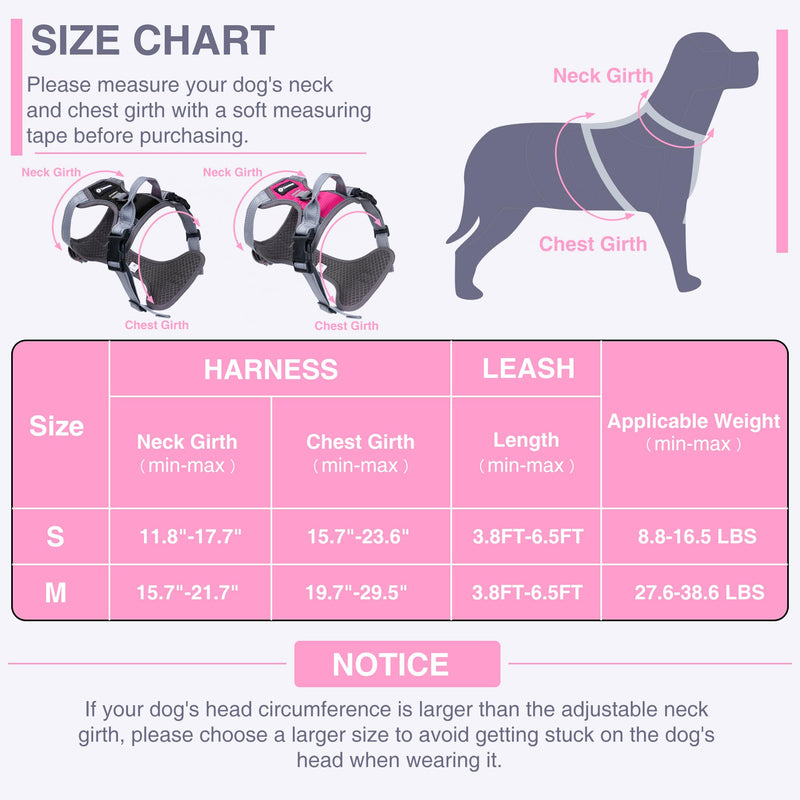Reflective Dog Harness with Handle for Small Dogs, Adjustable Dog Harness and Leash Set with 2 D-Rings - PawsPlanet Australia