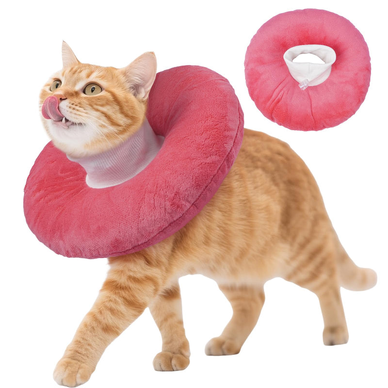 BRKURLEG Cat Cone Collar Soft, Cute Cat Recovery Cones, Soft Protective Pet Neck Cone, Adjustable Kitten Cones to Stop Licking, Pet Anti-Lick Wound Healing Elizabethan Collar, Pink, L Large