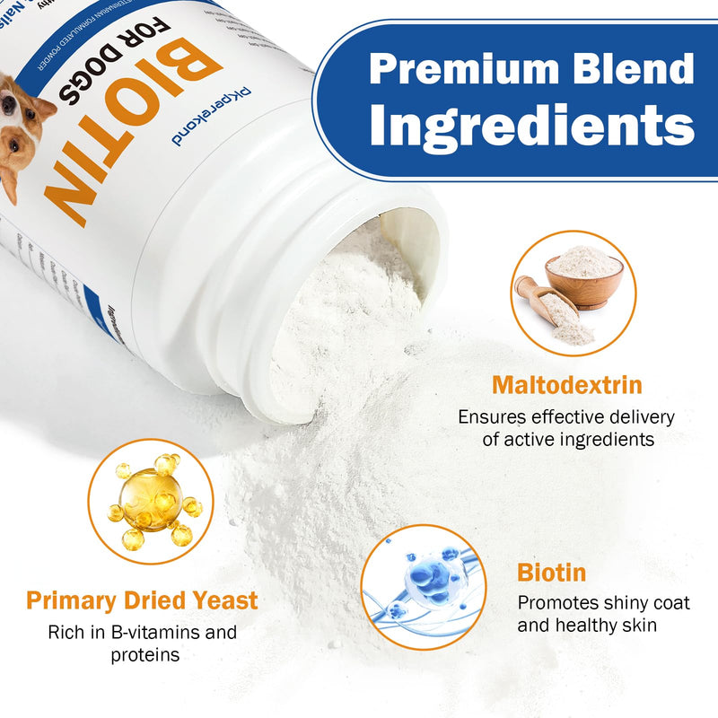 Biotin for Dogs, Supports Shiny Coat and Healthy Skin, Strengthens Dog Nails, Biotin Powder Supplement for Dog Shedding, Dry Skin Relief for Dogs, 6 oz Original - PawsPlanet Australia