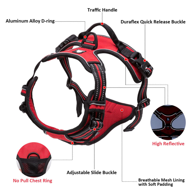 TRUE LOVE Truelove Adjustable No-Pull Dog Harness Reflective Pup Vest Harnesses Comfortable Control Brilliant Colors TLH5651(Blue,L) L Blue - PawsPlanet Australia