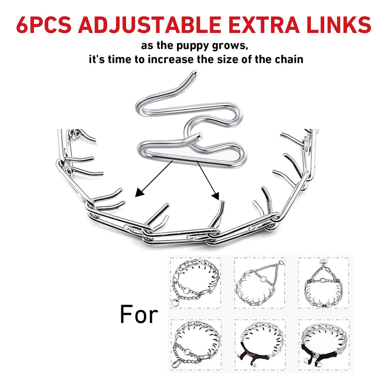 6 Pack Extra Links Prong Collar for Dog- Replacement 2.25/2.5mm Stainless Steel Pinch Collar for Dogs Links Extra Training Collar Links Fit 2.3mm Thickness Measure - PawsPlanet Australia