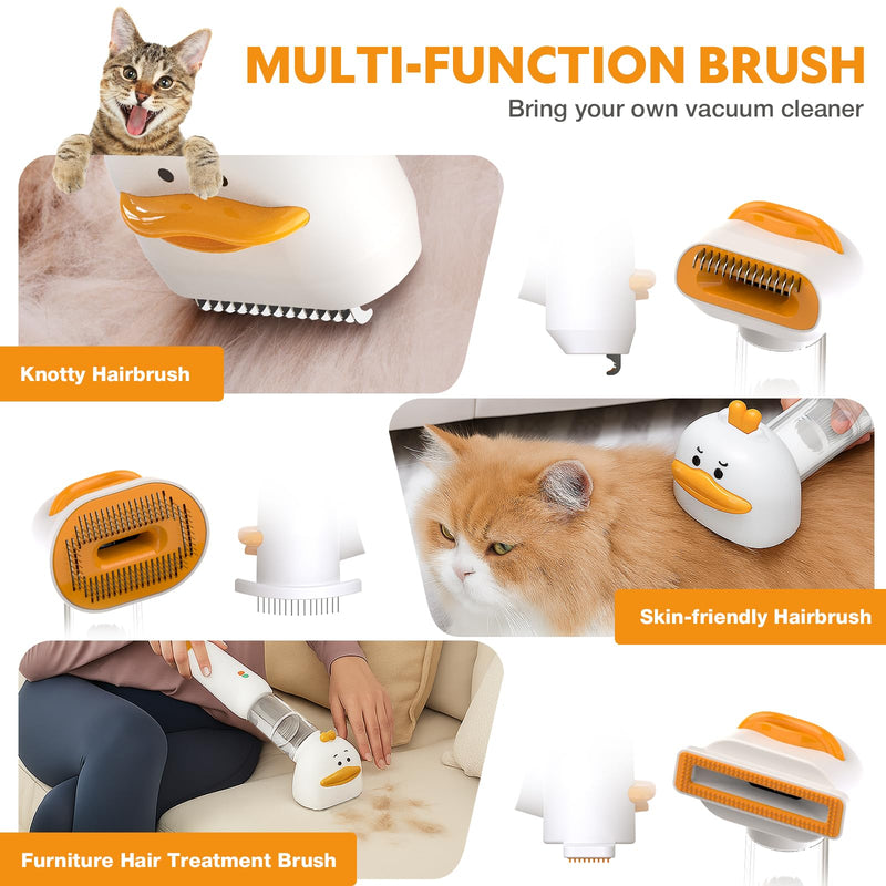 Cat Dog Grooming Vacuum Kit with Brush, Low-Noise Pet Hair Shedding Trimming Grooming for Indoor Cats Dogs, 4 in 1 Pet Vacuuming Groomer for Long or Short Haired Kitten Accessories(White) - PawsPlanet Australia