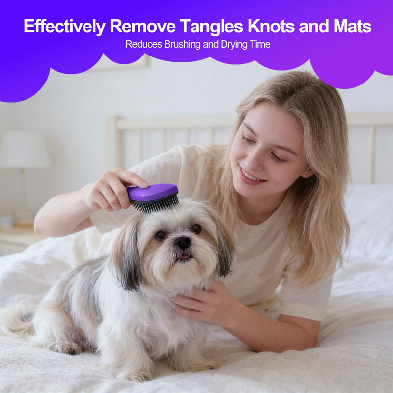 Small Dog Brush- Grooming Tool for Teddy, Yorkies, Maltese, Shih Tzu, Chihuahua - Puppy Hair Brush (Dark Purple) Dark Purple