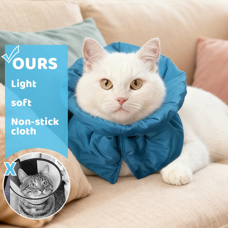 Elizabethan Collar for Cats - Soft & Adjustable, Prevents Licking Wounds, S (14-25 cm) - Includes Flea Comb for Cat Care