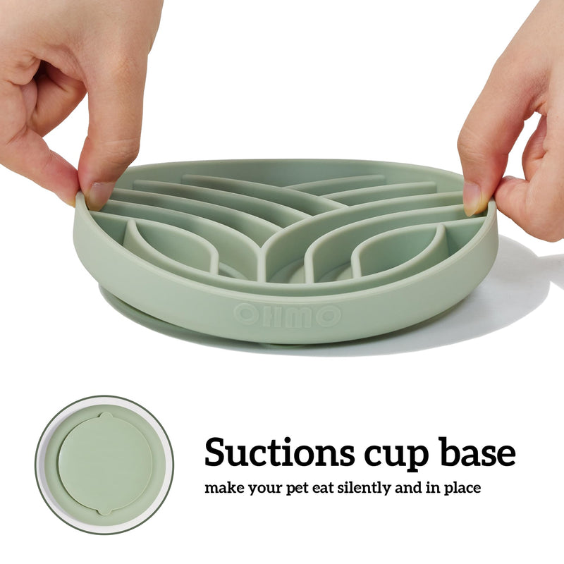 OHMO Slow Feeder Dog& Cat Bowl, Silicone Puppy Cat Food Bowl with Anti-Slip Suction Cup Slow Down Small Dogs Eating, Anti Choking (S-Diamond,Camo Green) Camo Green Diamond-S(5.9“) - PawsPlanet Australia