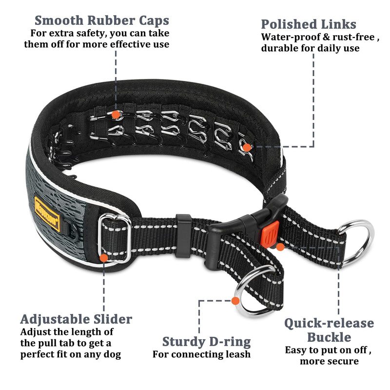 Mayerzon Martingale No Pull Collar for Large Medium Dogs Pitbull German Shepherd Rottweilers, Patented Reflective Anti Pull Dog Walking Collar with Buckle for Training Hiking, Adjustable(M, Grey) Medium,2.5mm,14''-18''Neck - PawsPlanet Australia