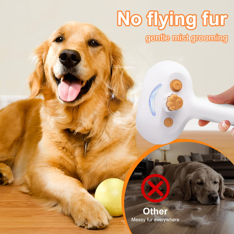 Pet Steam Brush Dog Cat 2025 New Grooming Comb for Shedding, Floating Hair, Smooth & Detangling, Gentle Cool Mist Softens Hair Reduces Static Helps Pets Who Dislike Bathing,Includes Waterless Shampoo 7.8"-Shampoo - PawsPlanet Australia
