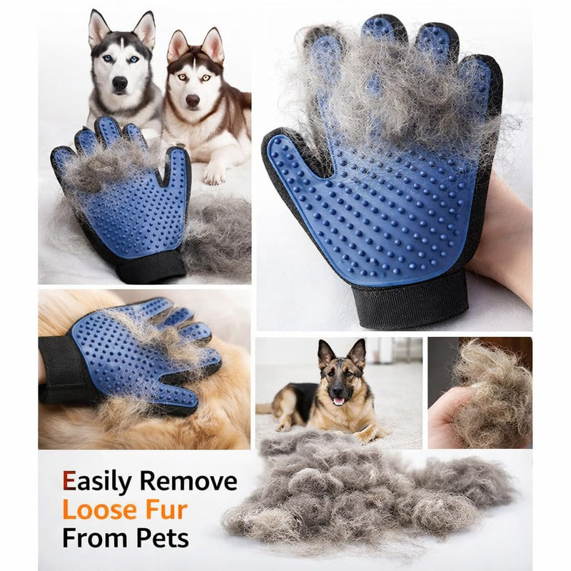 Pet Hair Remover Gloves – Gentle Grooming & Shedding Brush for Dogs, Cats & Horses – Suitable for Long & Short Hair Removal Mitt with Adjustable Wrist Strap Pack of 1 - PawsPlanet Australia