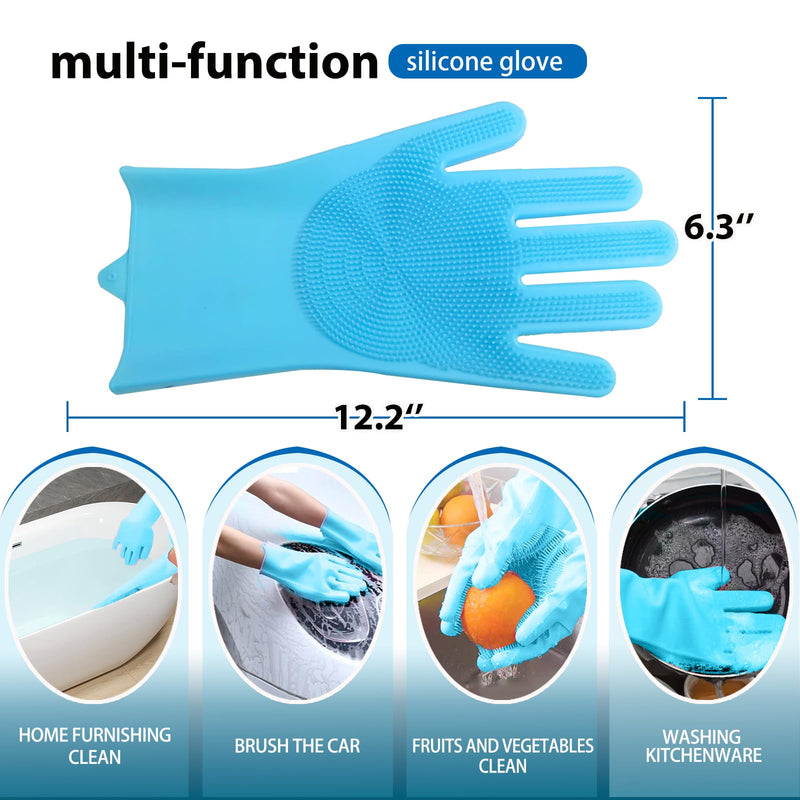 Dog Bathing Gloves,Dog Washing Grooming Gloves for Bathing and Massaging,Silicone Gloves with Enhanced Five Finger Design,Blue BLUE - PawsPlanet Australia