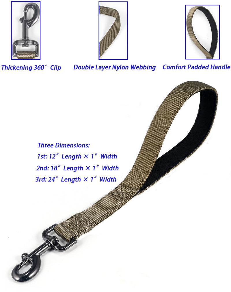 Advanced Short Dog Leash with Soft Padded Handle and Heavy-dutyClip & Nylon - 12 Inches Lead for Large and Medium Breed Dogs Daily Use. (Military Green, 12 Inches) Military Green - PawsPlanet Australia