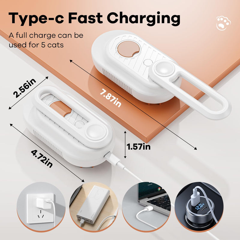 Cat Steam Brush for Shedding, 4 in 1 Rechargeable Steam Brush for Cats and Dogs, Anti-Static, Massage, Cleaning, Shedding & Combing All In One! (white) white - PawsPlanet Australia