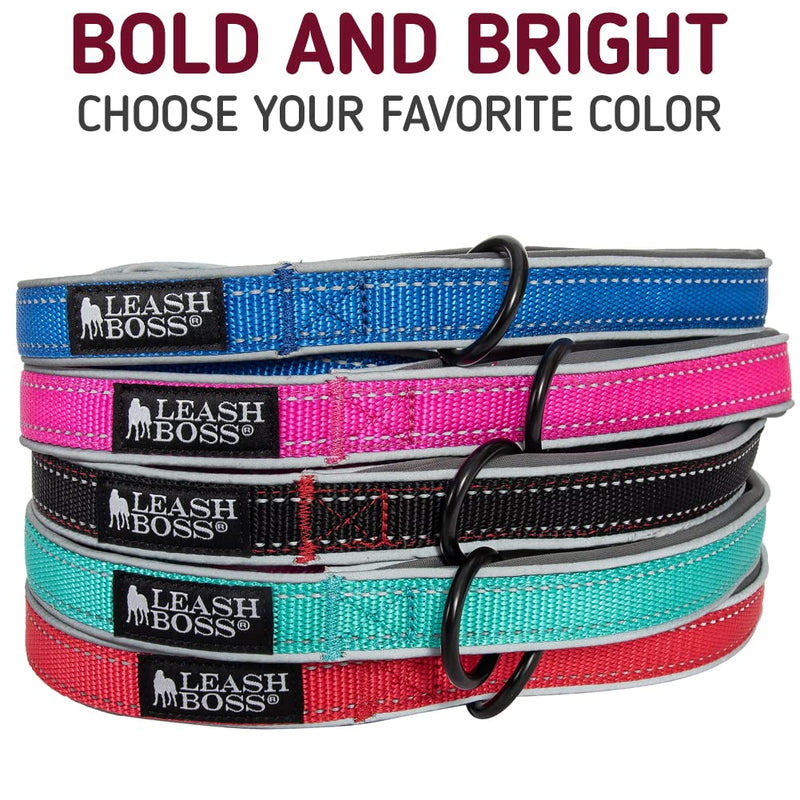 Leash Boss 6ft Ultra Comfort Double-Thick Soft Padded Handle Reflective Leash for Large and Medium Dogs, Heavy Duty for Large Breeds, Nylon for Small Dogs/Puppies 6 Ft x 1" Wide Aqua