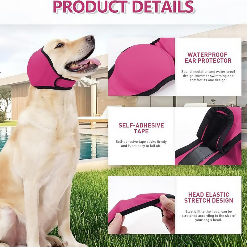 Dog Swim Ear Covers,Waterproof Adjustable Pet Shower Wrap,Dog Ear Covers for Grooming,Do/g E/ar Protectors,D/og Ea/r Muffs,Ear Defenders for Pet,Pet Headband,D/og Ea/r Co/vers for Noise(Gray S) 1 Grey，S