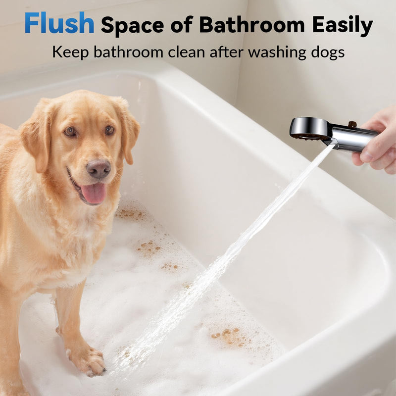 Dog Shower Attachment, 3 Mode Handheld Sprayer with ON/OFF Switch, G1/2" Metal Diverter, 100 Inches Stainless Steel Hose, No Drill Holder, for Pet and Dog Washing in Bathroom Black - PawsPlanet Australia