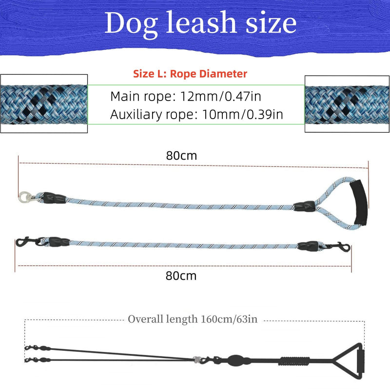 Heavy Two Way Dog Leash,2 Dog Leash Reflective,Detachable 360° Swivel No Tangle,with Soft Padded Handle, for Walking and Training Two Small Medium Large Dog Walking (S/8-45 ibs) S/8-45 ibs Black - PawsPlanet Australia