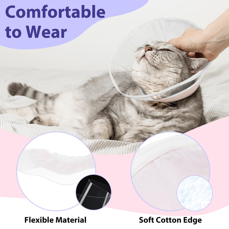 LUCKYPAW Cat Cone Collar Soft, Cone for Cats to Stop Licking and Scratching, Cat Cone Alternative After Surgery for Kittens, Pet Cone for Cats with Drawstrings, No Block Sight Cat Recovery Cone L(Neck:9¾"-12¼") Apricot