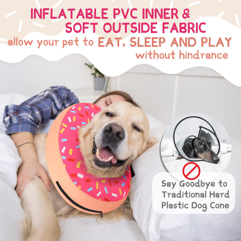 Supet Inflatable Dog Cone Collar for Large Medium Small Dogs, Soft Cone Collar for Dogs Cats, E Collar Dog Neck Donut Dog Cone Alternative After Surgery Donut Pink M(Neck 9"-13") - PawsPlanet Australia
